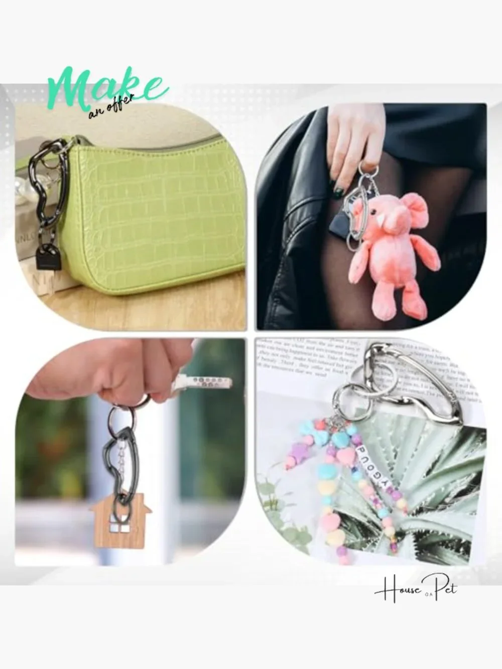 Zinc Alloy Carabiner Keychain, Y2K Goth Accessory Bag Charm